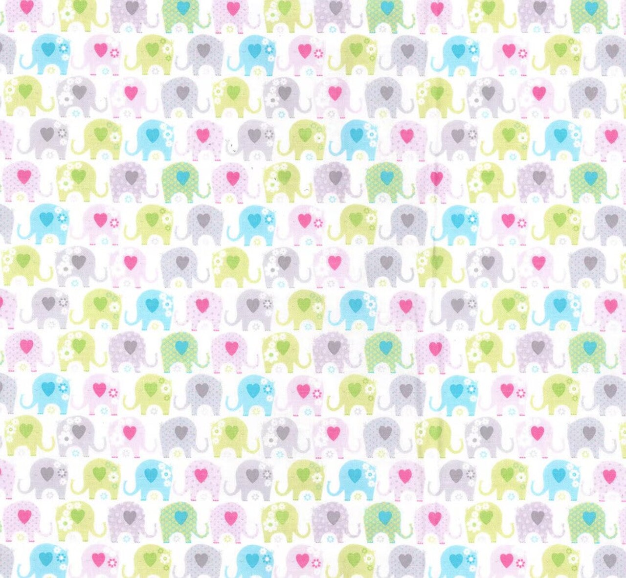 Fabric Traditions Baby Elephants on White 100% Cotton Baby Price Per Yard